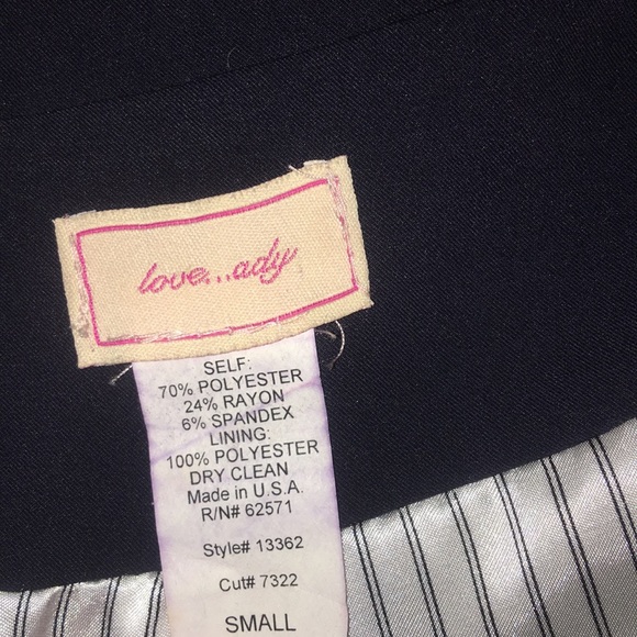 Navy blue blazer with pinstripe detailing. - Picture 4 of 6